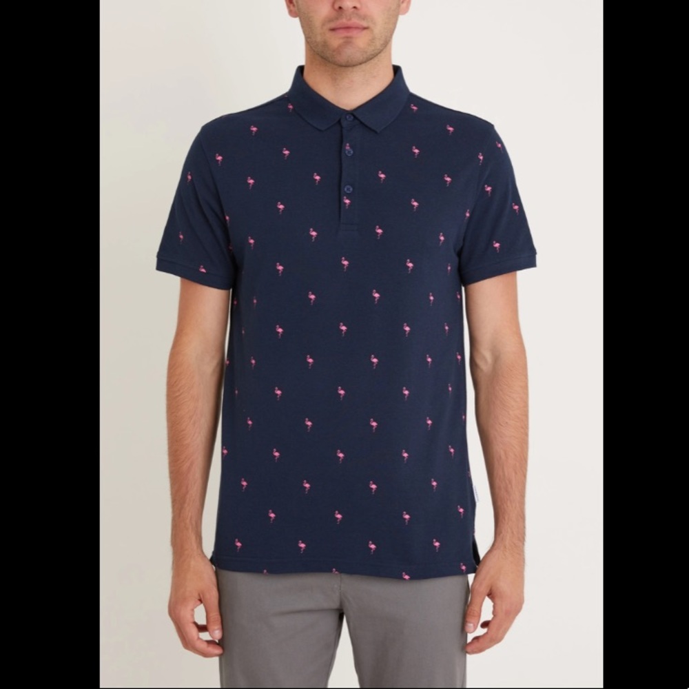 Peter Werth Navy Blue Fandango Flamingo Polo Shirt